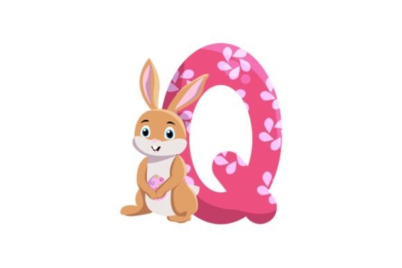 Adorable Easter Egg Alphabet Q Illustrations for Creative Projects