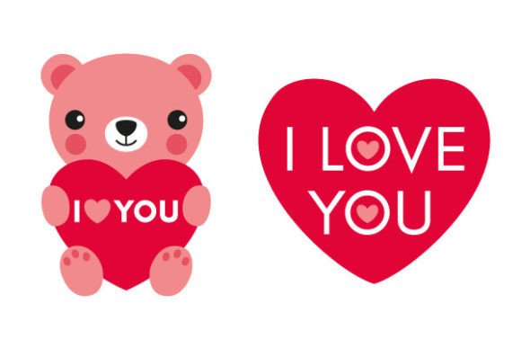 Adorable Pink Bear & Red Heart Illustrations for Creators