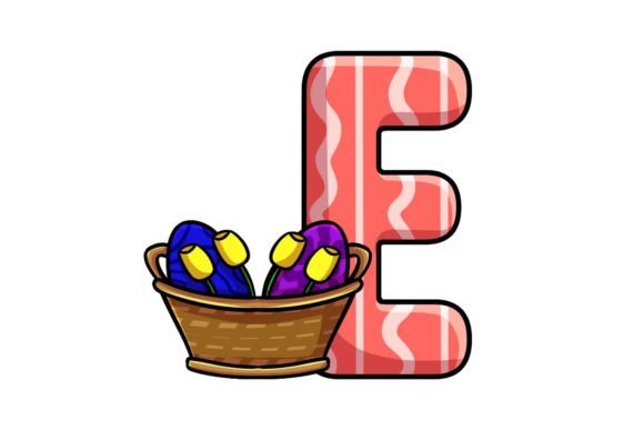 Cute Easter Egg Alphabet E Illustrations: A Playful Design Asset
