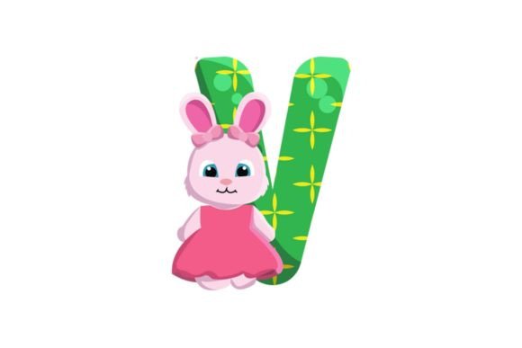 Cute Easter Egg Alphabet V Illustrations: A Festive Design Asset