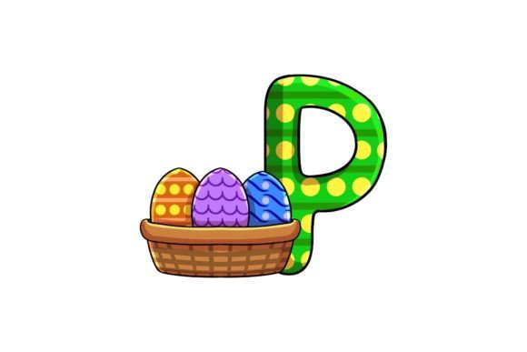 Easter Egg Alphabet P Illustrations: A Festive Design Asset