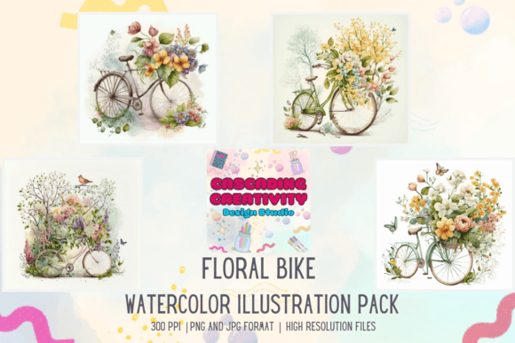 Floral Bike Watercolor Illustrations: A Breath of Fresh Air for Your Designs