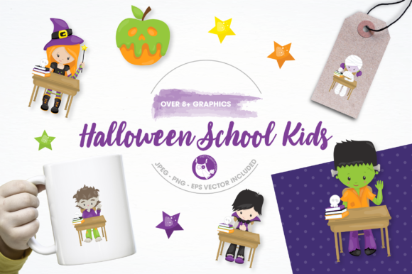 Spooky Classroom Fun: Halloween School Kids Graphics
