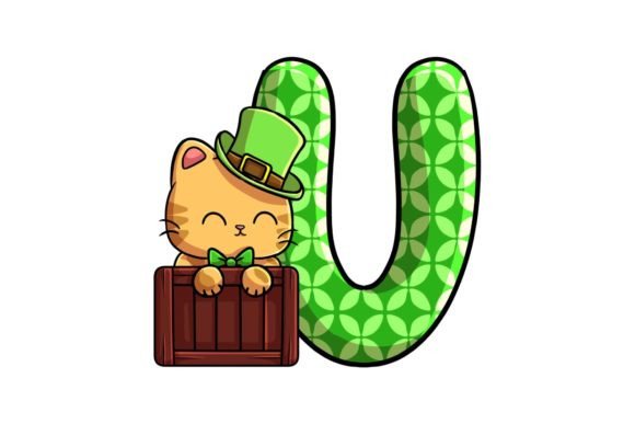 St Patrick Cat Alphabet U Illustrations for Creative Projects