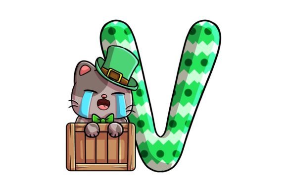 St Patrick Cat Alphabet V Illustrations: A Playful Design Asset