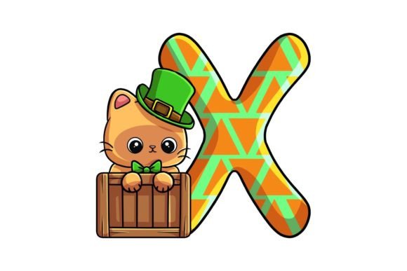 St Patrick Cat Alphabet X Illustrations: Playful Design Assets