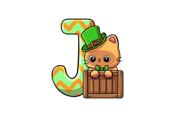 St. Patrick's Cat Alphabet J: A Playful Design Asset