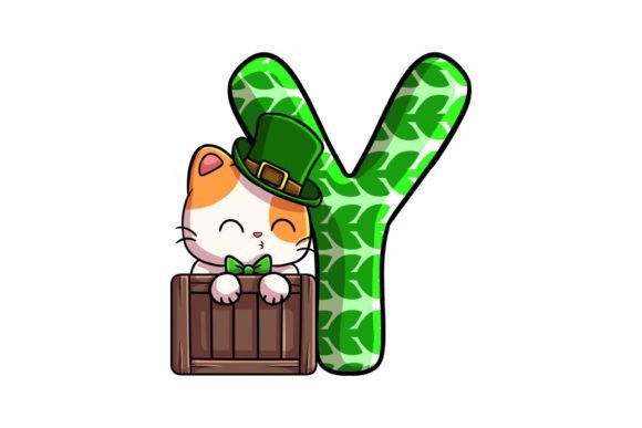 St. Patrick's Cat Alphabet Y: A Playful Design Asset